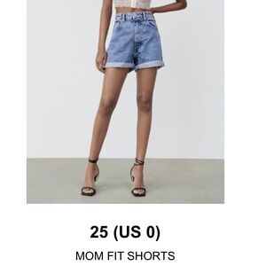 Zara Blue Denim Mom Fit Shorts 25 US 0 Jean shorts